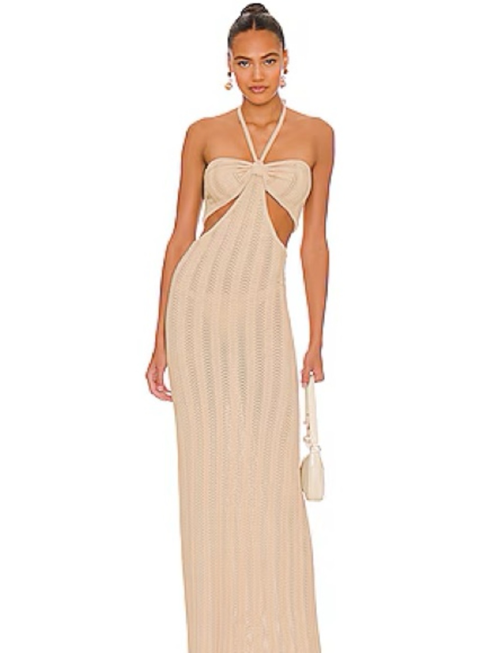 Significant Other Capella Cutout Halter Maxi Dress - Beige